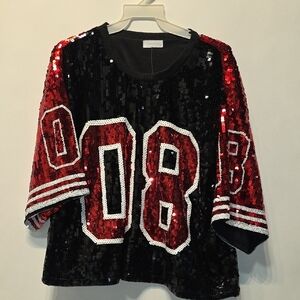 Sequin Kids Top - Red and Black